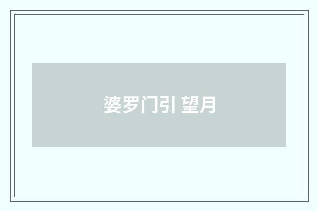 婆罗门引 望月