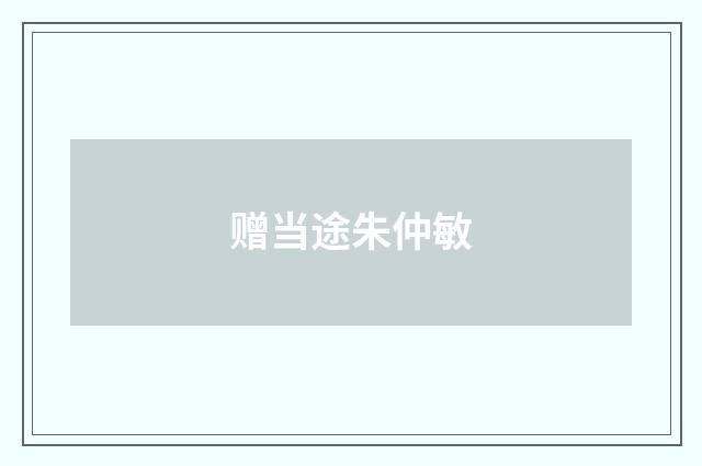 赠当途朱仲敏