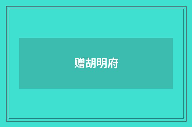 赠胡明府