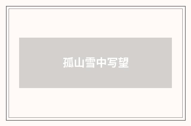 孤山雪中写望