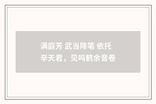 满庭芳 武当降笔 依托辛天君，见呜鹤余音卷