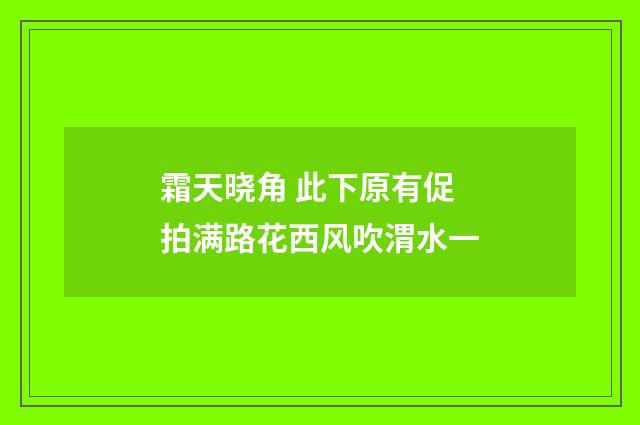 霜天晓角 此下原有促拍满路花西风吹渭水一