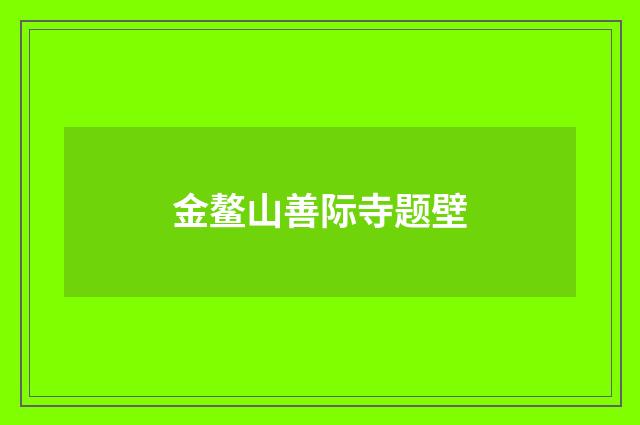 金鳌山善际寺题壁