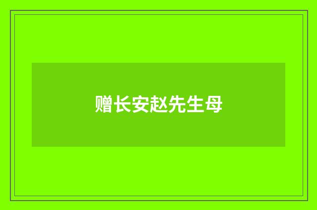 赠长安赵先生母