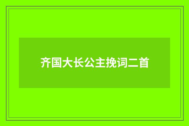 齐国大长公主挽词二首
