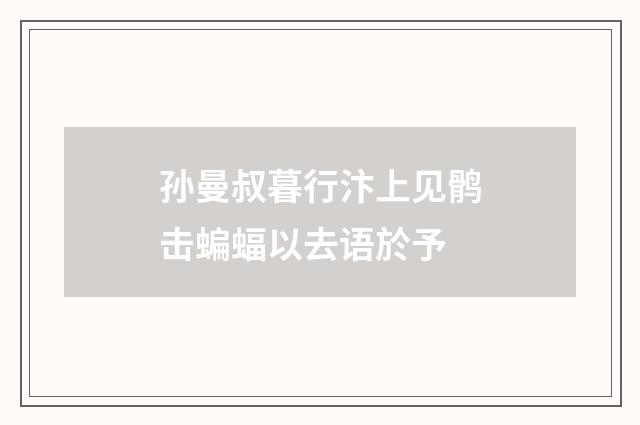 孙曼叔暮行汴上见鹘击蝙蝠以去语於予