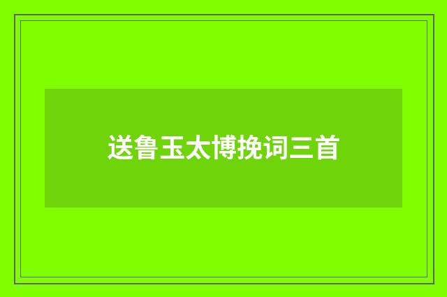 送鲁玉太博挽词三首