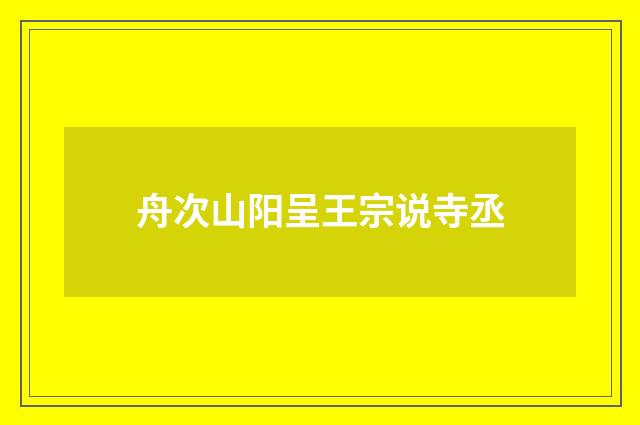 舟次山阳呈王宗说寺丞