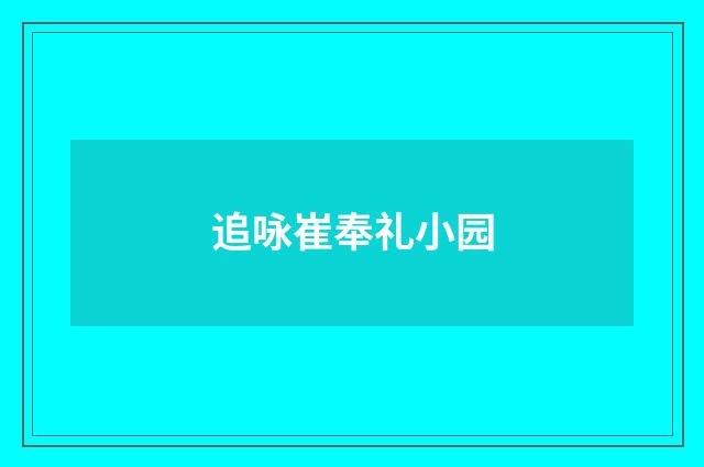 追咏崔奉礼小园