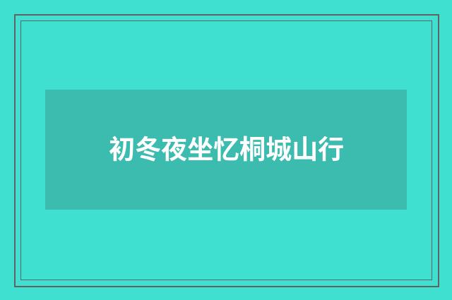 初冬夜坐忆桐城山行
