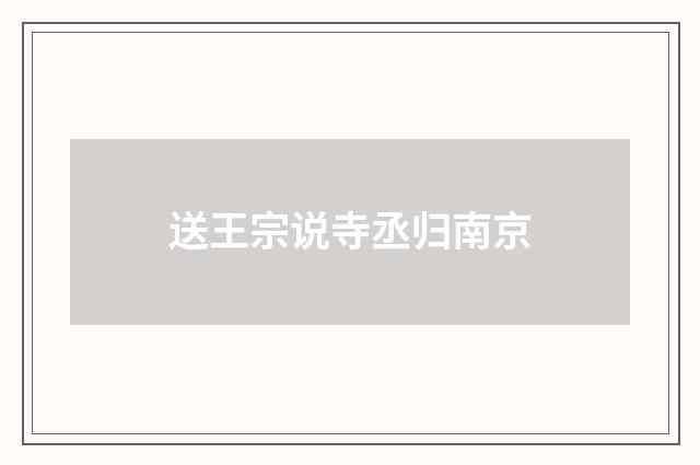 送王宗说寺丞归南京