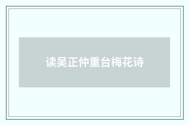 读吴正仲重台梅花诗