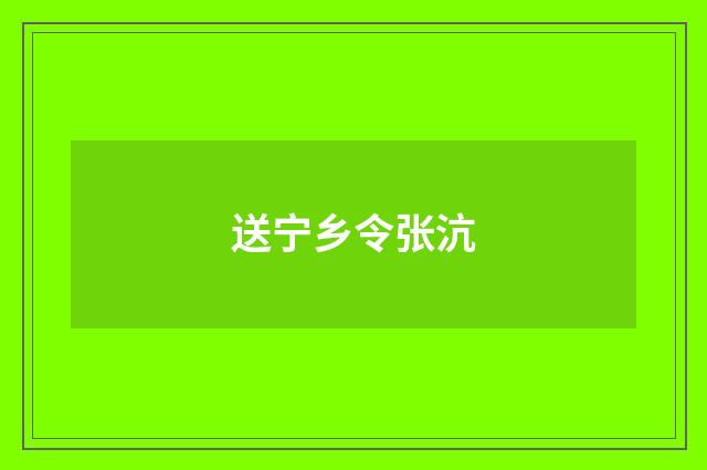 送宁乡令张沆