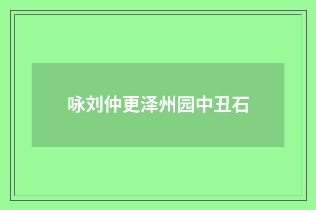 咏刘仲更泽州园中丑石