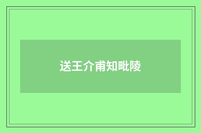 送王介甫知毗陵