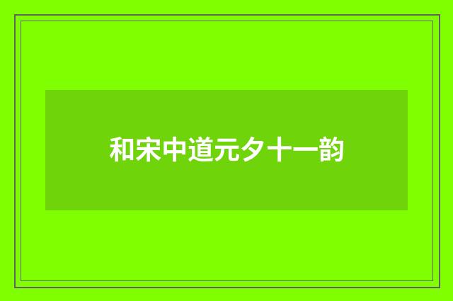 和宋中道元夕十一韵