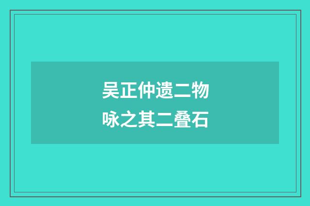 吴正仲遗二物咏之其二叠石