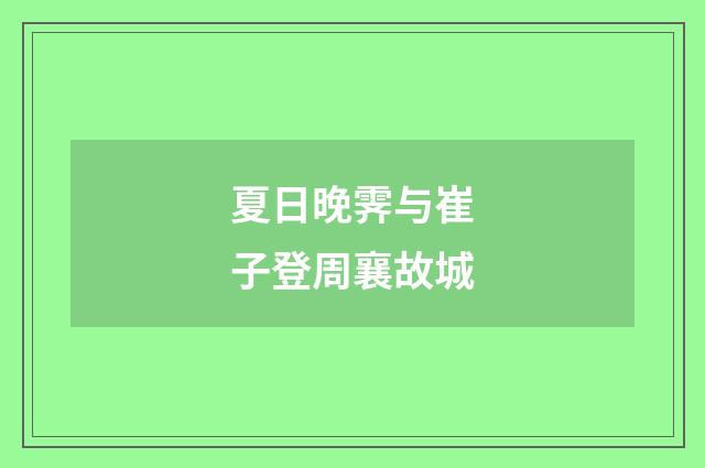 夏日晚霁与崔子登周襄故城