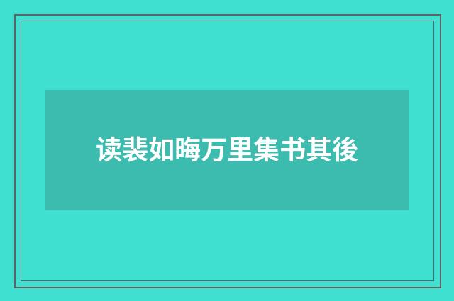 读裴如晦万里集书其後