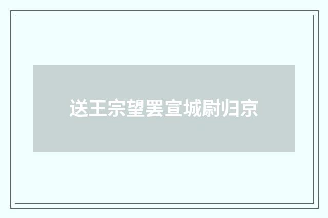 送王宗望罢宣城尉归京