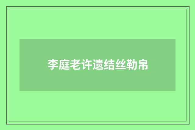 李庭老许遗结丝勒帛