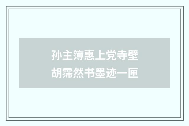 孙主簿惠上党寺壁胡霈然书墨迹一匣