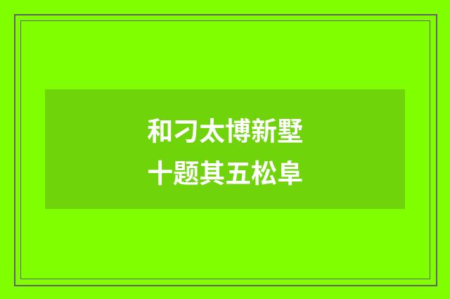 和刁太博新墅十题其五松阜