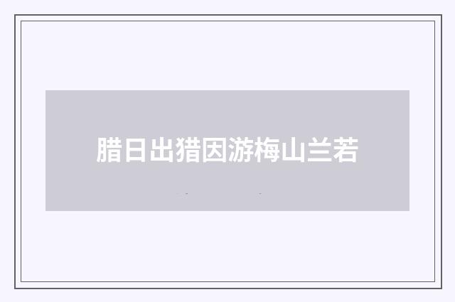 腊日出猎因游梅山兰若