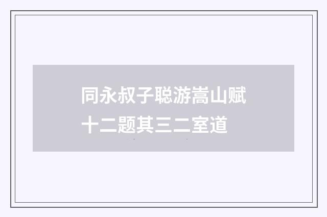 同永叔子聪游嵩山赋十二题其三二室道