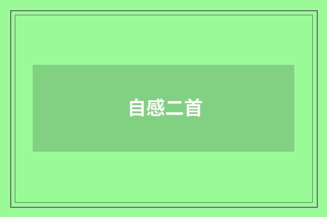 自感二首
