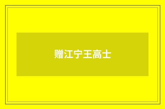 赠江宁王高士