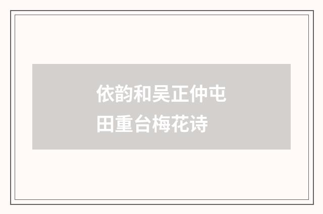 依韵和吴正仲屯田重台梅花诗