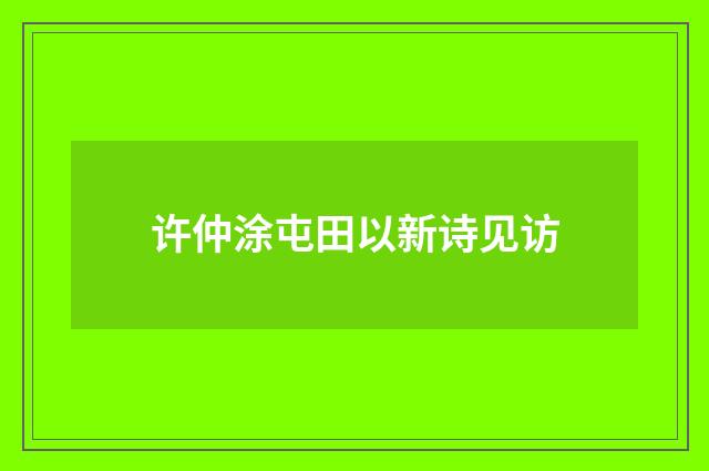 许仲涂屯田以新诗见访
