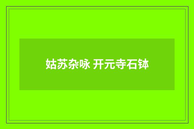 姑苏杂咏 开元寺石钵