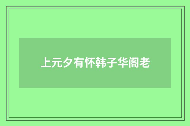 上元夕有怀韩子华阁老