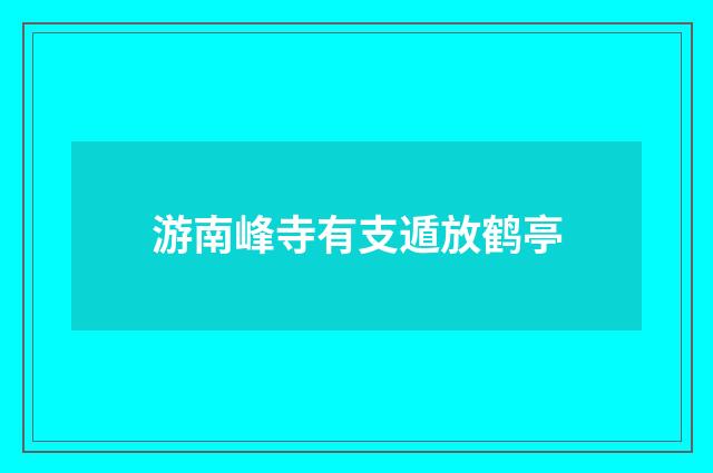 游南峰寺有支遁放鹤亭