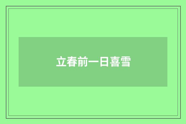 立春前一日喜雪