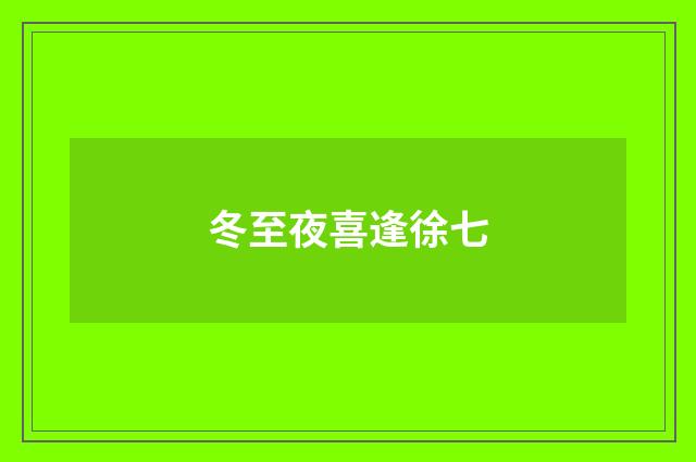 冬至夜喜逢徐七