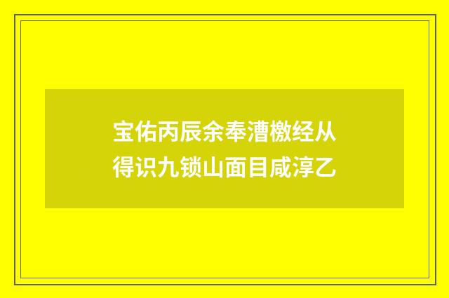 宝佑丙辰余奉漕檄经从得识九锁山面目咸淳乙