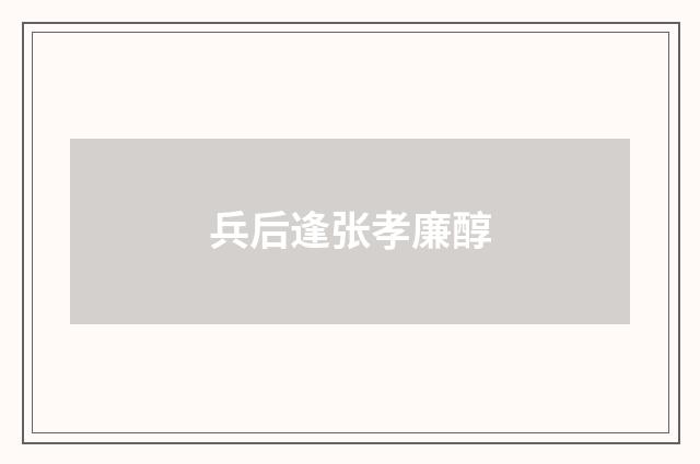 兵后逢张孝廉醇
