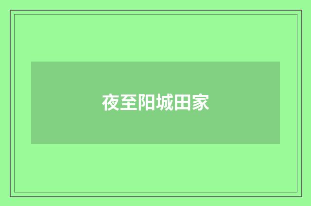 夜至阳城田家