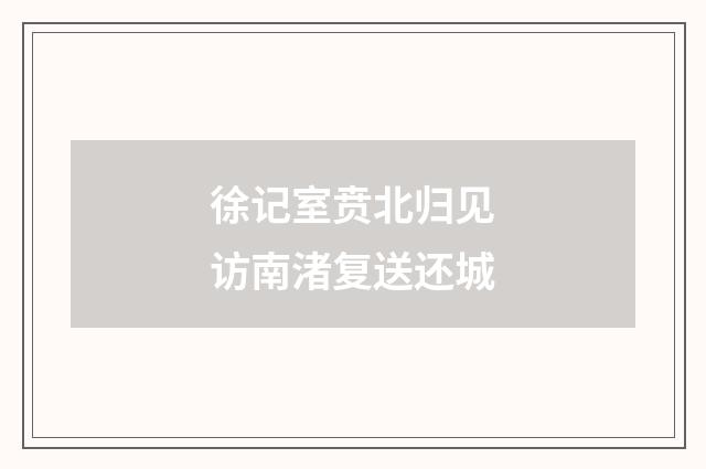 徐记室贲北归见访南渚复送还城