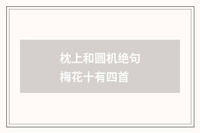 枕上和圆机绝句梅花十有四首