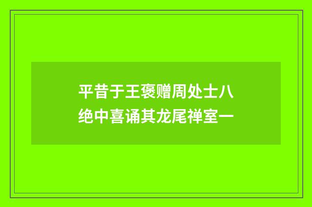 平昔于王褒赠周处士八绝中喜诵其龙尾禅室一