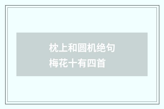 枕上和圆机绝句梅花十有四首