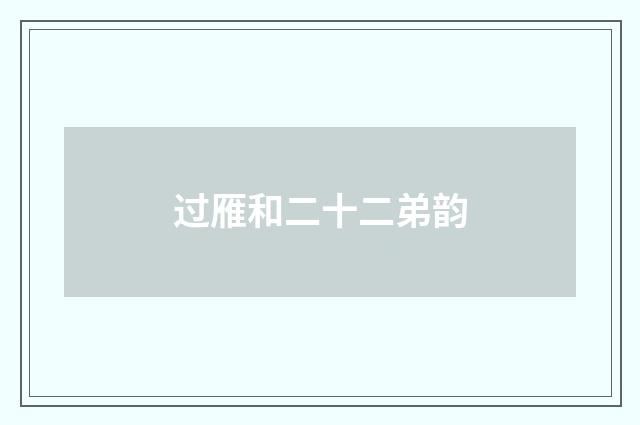 过雁和二十二弟韵