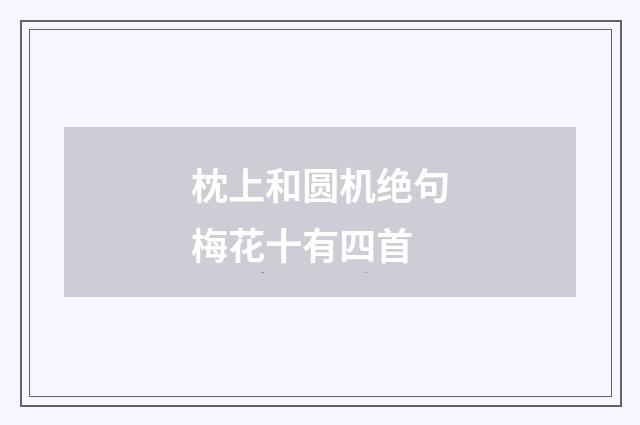 枕上和圆机绝句梅花十有四首