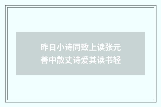 昨日小诗同致上读张元善中散丈诗爱其读书轻