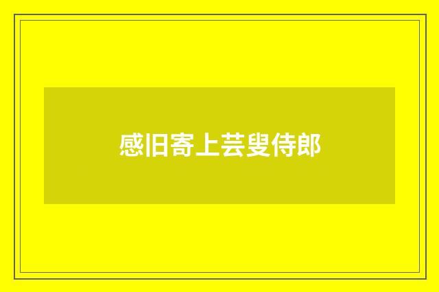 感旧寄上芸叟侍郎