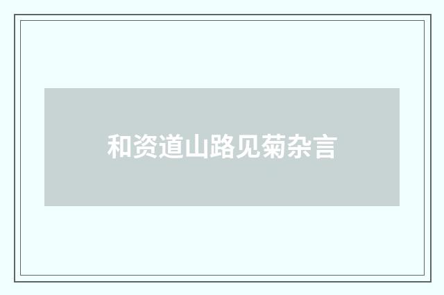和资道山路见菊杂言